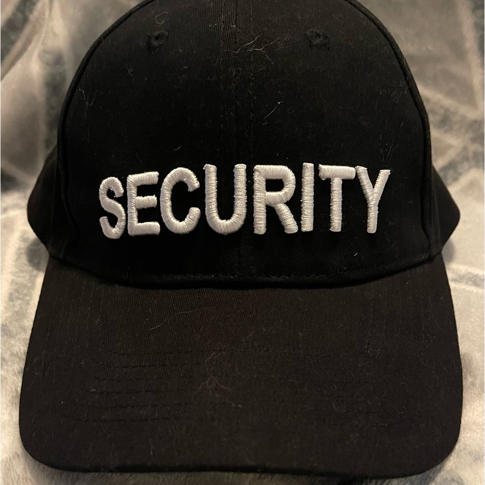 Black Security Cap Adjustable Embroidered Uniform Hat Guard Officer
